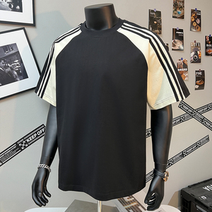 Personalizado de alta calidad clásico negro blanco Crew camiseta transpirable básico de gran tamaño minimalista Casual algodón desgaste camiseta para hombres - Product Image 2