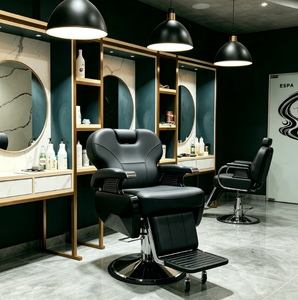 Fauteuil de Barbier Européen Vintage de Luxe en Acier Inoxydable, Pivotant à 360 Degrés, Inclinable, avec Relevage Hydraulique, Mobilier de Salon de Coiffure - Product Image 1