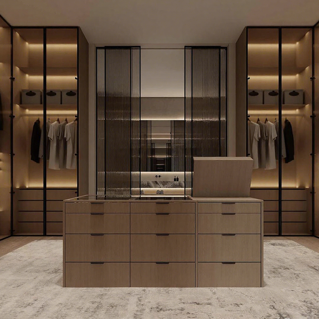 dressing almari design PA Bedroom Mirror Designs Dressing Table Aluminum Frame Glass Sliding Door  System Wardrobe Closet