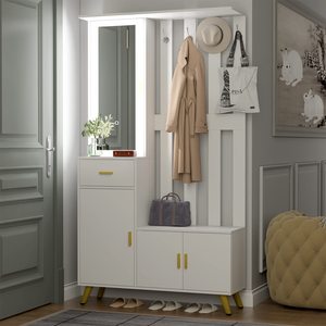 Hiện đại 5-in-1 freestanding Hall Tree thắp sáng gương lối vào áo Giá Giày tủ quần áo hàng may mặc kệ cho nhà khách sạn phòng khách - Product Image 4