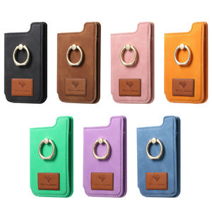 Étui de téléphone Ring Holer avec porte-cartes sécurisé, pochette pliable, support arrière, étui pour carte d'identité en PU, support magnétique tendance - Product Image 2