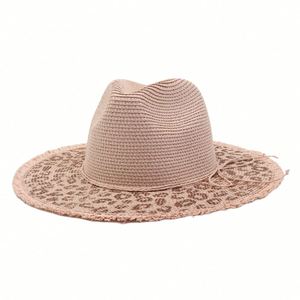 Spring Summer New Leopard Print Paper Straw Hat <b>Sunscreen</b> Beach Hat for Men Women Outdoor Travel - Product Image 4