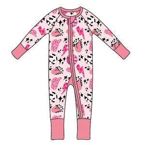 Yumuşak Bebek Giysileri Sonbahar Bebek Erkek Kız Tulumu Bambu Viskon Spandeks 200-220gsm Özel Baskılı Çift Yönlü Fermuarlı Günlük - Product Image 2