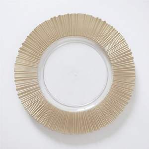 Assiettes de présentation florales personnalisables élégantes, transparentes et à bords dorés, effet miroir poli, pour mariages et banquets - Sous-assiettes de service haut de gamme - Product Image 6