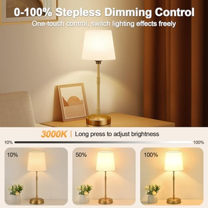 Lampe de table en métal 40/60/70/100 cm avec abat-jour en tissu, variateur tactile, rechargeable, pour décoration de mariage et de fête - Product Image 2