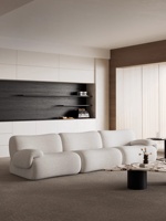 Canapé modulaire carré capitonné de luxe léger, convertible en lit en tissu pour villa, avec combinaison libre