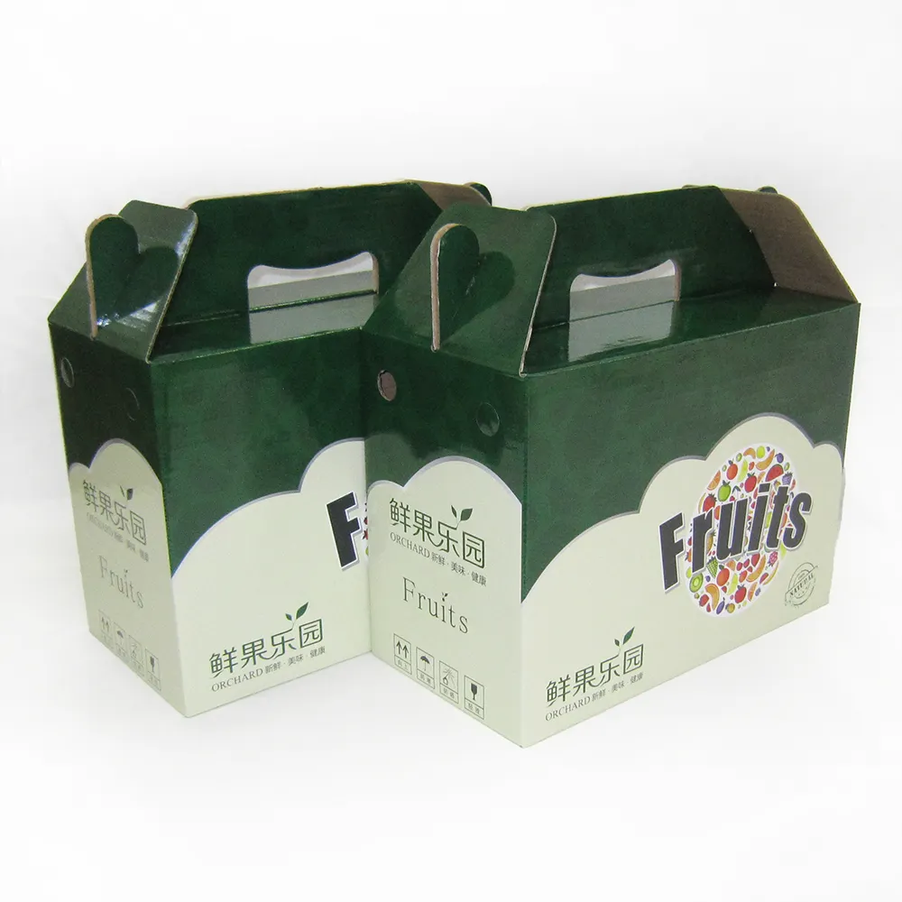 Embalaje de papel de marca de cartón corrugado personalizado, paquete de 3/6 botellas de jugo, vino, portador de alimentos, caja con asa a dos aguas