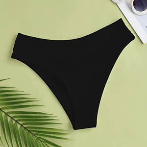 Braguitas de bikini de cintura alta con corte en V <span class=keywords><strong>para</strong></span> mujer, acanaladas, control de abdomen, color liso, <span class=keywords><strong>para</strong></span> verano, playa y piscina - Product Image 4