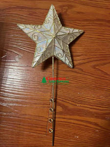 Звездная Рождественская елка Топпер с двойным наконечником выглядит как Capiz, звезда, освещенная металлическая елка, верхняя часть с рождественскими огнями - Product Image 6