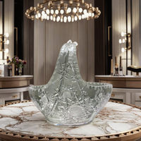 Panier à fleurs en cristal gravé vintage, bol à fruits en verre transparent avec piédestal pour la décoration de table