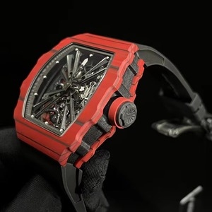 High Precision Sport Waterproof Multi-function Red <b>Black</b> Carbon Fiber Skeleton Automatic <b>Watch</b> Men's Wristwatch Tourbillon - Product Image 4