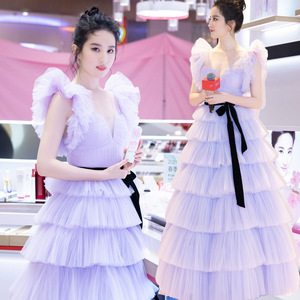 Liu Yifei Inspired Purple Tulle Cake Dress Sweetheart Neckline Ball Gown For Birthday Party Performance Banquet - Product Image 1
