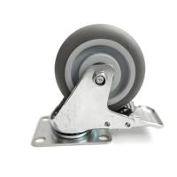 Roue pivotante TPR de 4 pouces avec frein, silencieuse et durable, pour chariots, équipements médicaux, usage extérieur, scolaire et salle de bain