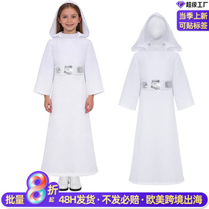 Robe à capuche blanche de la princesse Leia de Star Wars, costume de cosplay pour femmes, robe longue avec ceinture - Product Image 2