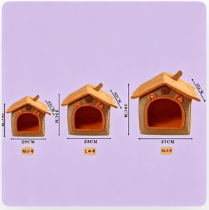 Cama para Gatos Clásica Cuadrada en Forma <span class=keywords><strong>de</strong></span> Casa, <span class=keywords><strong>de</strong></span> Lana, con Diseño Sólido, Cueva Cerrada para Gatos con Cojín, Casa Plegable y Cálida para Gatos <span class=keywords><strong>de</strong></span> Interior - Product Image 5