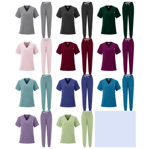 Women's Scrub Set Short Sleeve V-Neck Top And Jogger Pants Hospital Uniforms For Nurses Clinics Laboratories Dental Care - Product Image 1