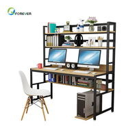 Bureau d'ordinateur double convertible et pivotant, design moderne et simple, avec étagère, en bois, économique