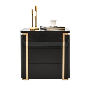 מודרני מאסטר צרפתית שולחן ליד מיטת עץ מסגרת שידה שחור לבן שינה הלילה עומד ריהוט - Product Image 1