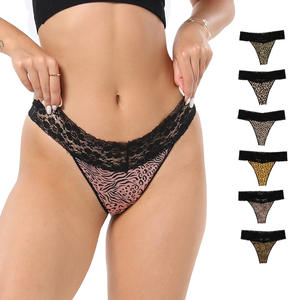 Culottes string en coton pur tricoté sans couture antibactériennes pour femmes, sexy, en dentelle, taille basse, effet liftant, motif quotidien - Product Image 1