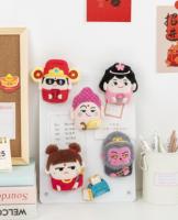 Porte-clés en métal émaillé doux avec des dieux chinois de dessins animés en gros, boîte aveugle pour cadeaux, porte-clés porte-bonheur