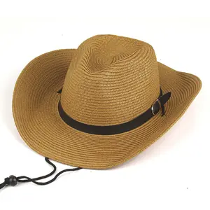 형식 주문 로고 도매 여름 망 넓은 테두리 밀짚 카우보이 모자
