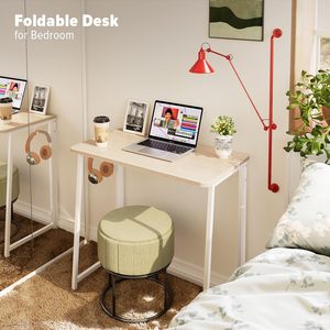 Scrivania Pieghevole da 31,5 Pollici, Tavolo Salvaspazio per Computer, Postazione di Lavoro per Casa e Ufficio, Facile Montaggio, in Quercia - Product Image 6
