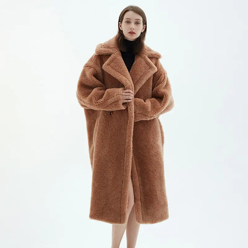 Cappotto di lana lungo elegante all'ingrosso cappotto invernale in lana di Cashmere da donna