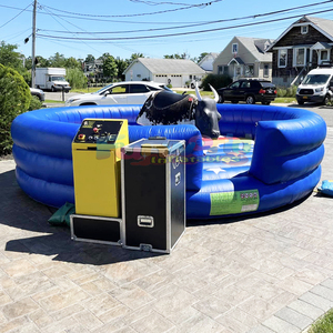Outdoor carnival party riding rodeo <b>inflatable</b> mechanical bull mattress with control machine - Product Image 1