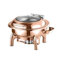 AIRUISI Deluxe 6/9L Rosé vergoldeter Edelstahl Elektrischer Hot Pot Set Sichtbares Buffet Lebensmittel Getränke Hotels Restaurants