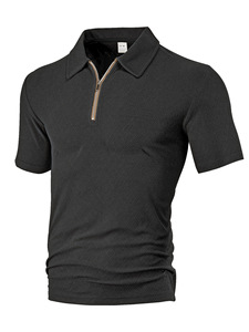 Custom Men Terry Jacquard <b>Zip</b> Placket Polo <b>Shirt</b> Embroidery Logo 210GSM 100% Polyester Golf Workwear Top - Product Image 5
