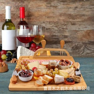 Bamboo <b>Cheese</b> Board <b>Set</b> With <b>Knife</b> And Tray For <b>Cheese</b> Serving And Wine Pairing - Product Image 1