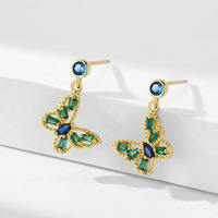 2025 boucles d'oreilles papillon de luxe à la mode pour les femmes vente chaude or 14 carats avec Zircon diamant Style classique