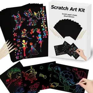 Kinder DIY kreative Farbe Scratch Malerei benutzer definierte Zeichnung Regenbogen magische Graffiti Scratch Paper Art Set für Kinder