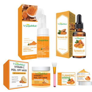 Conjunto de cuidado de la piel de cúrcuma natural hidratante vegano orgánico de etiqueta privada con <span class=keywords><strong>limpiador</strong></span> <span class=keywords><strong>Facial</strong></span> blanqueador de Ácido Kójico - Product Image 1