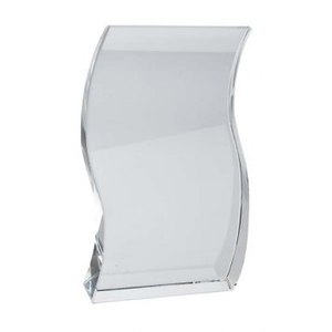 <b>Trophy</b> Parchment White Glass H=140 mm UV Printing Techniques Wooden PLAQUE for Awards Welcoming Guests for Trade Shows Giveaways - Product Image 1