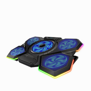 Support de <span class=keywords><strong>refroidissement</strong></span> pour <span class=keywords><strong>ordinateur</strong></span> <span class=keywords><strong>portable</strong></span> de jeu RGB à hauteur réglable, 5 ventilateurs avec moteur sans balais pour une performance de vent puissante - Product Image 1