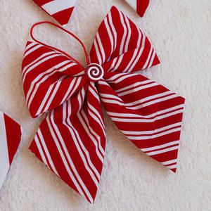 Witte Rode Strepen Kerstboom Strikken Xmas Candy Cane Stijl Kerststrikken Voor Voordeur Kast Trap Hek Slinger - Product Image 3