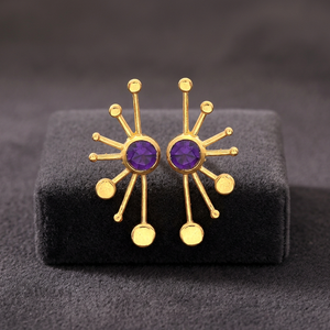 Pendientes de Plata 925 con Amatista Hidro para Mujer/Niña, Pendientes de Latón Hechos a Mano, Pendientes con Piedras Preciosas - Product Image 4