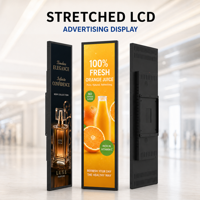 Stretched Bar LCD Display 21.5-65 Inch Shelf Digital Signage Screen for Supermarket Retail Ultra Wide Strip Advertising Display