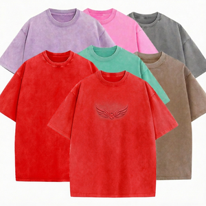 Camiseta de Algodón de Manga Corta Oversize con Logotipo de Ala en Relieve en la Parte Delantera, Color Sólido, Cuello Redondo, Estilo Casual para Hombre - Product Image 6