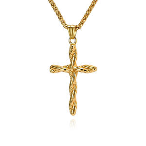 <b>Cross</b> Necklace Stainless Steel Braided Pendant Unisex Fashion Jewelry - Product Image 1