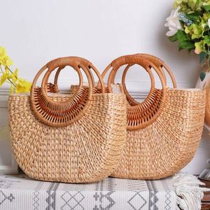 Vintage Straw Rattan Handmade Crochet Reusable Clutch Tote Bag Women Autumn Summer Single <b>Strap</b> Tassel Beach <b>Shoulder</b> Fashion - Product Image 1