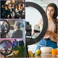 Anneau lumineux LED RGB de 18 pouces 2500-7000K avec trépied pliable, télécommande et adaptateur d'alimentation stable pour TikTok, selfie, appareil photo et téléphone