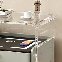 Table de chevet flottante en acrylique transparent avec chargeur sans fil, table de chevet intelligente moderne pour le rangement de la chambre