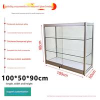 Maßgefertigte Gehärtete Glas-Vitrine mit Farbiger LED-Beleuchtung am Boden für Raucherbedarf-Einzelhandelsausstellung - OEM/ODM Verfügbar