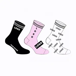 Custom Socks Design Own Logo Crew Socks No Minimum Order Private Your Label Bamboo Cotton Black Man Sport Sock Elite Calcetines