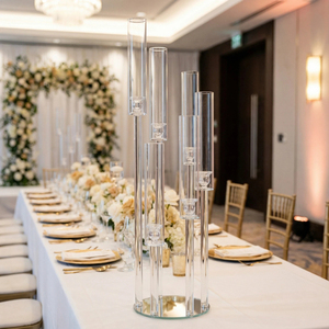 Tempat Lilin Kristal Perak Mewah untuk Dekorasi Meja Pernikahan, Dudukan Lilin Tinggi Elegan, Hiasan Natal Modern - Product Image 2