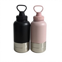 Bouteille d'eau pour chien en acier inoxydable 304, bols amovibles, qualité alimentaire, portable, grande capacité 1L/32oz, pour voyages en plein air