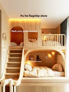 Letti a castello in legno massello in stile retrò francese per ostelli e hotel, letti per ragazzi e ragazze con sponda alta, personalizzabili. - Product Image 2