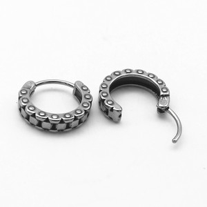 yunnique Hoop Earrings <b>Titanium</b> Steel Geometric <b>Chain</b> Design For Men And Women Japanese Korean Style Easy To Fasten Jewelry - Product Image 3